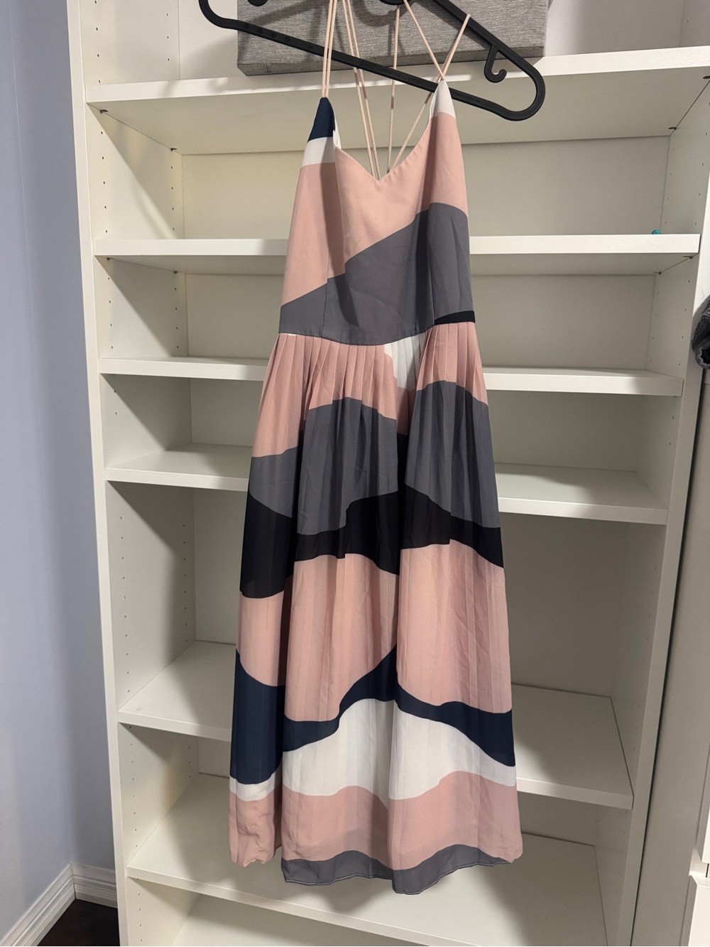 Blush & Navy Colorblock Spaghetti Strap Maxi Dress